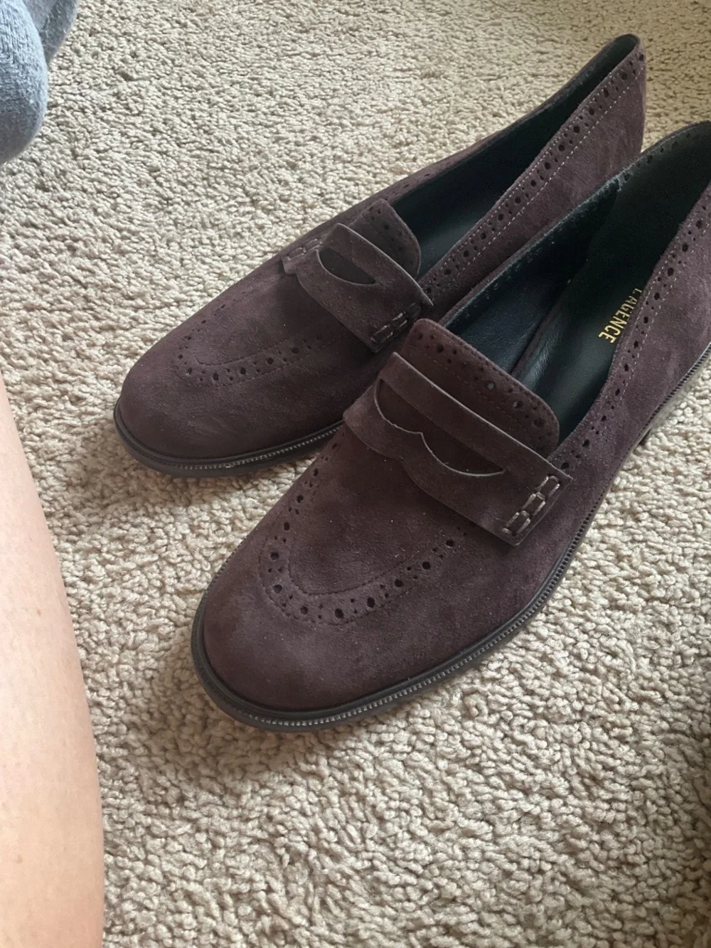 Suede Penny Loafers in Dark Brown - Women